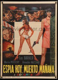 9r509 SPY TODAY DIE TOMORROW Mexican poster '67 Lex Barker, Maria Perschy, sexy art!