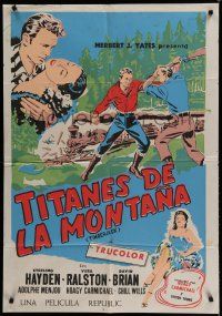 9r513 TIMBERJACK Mexican poster '55 Sterling Hayden, Vera Ralston, untamed, wild & primitive!