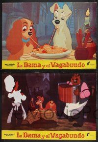 9r082 LADY & THE TRAMP set of 12 Spanish LCs R80s Walt Disney romantic canine dog classic cartoon!
