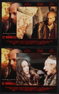 9s057 12 MONKEYS 8 LCs '95 Bruce Willis, Brad Pitt, Stowe, Terry Gilliam directed sci-fi!