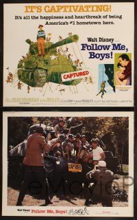 9s043 FOLLOW ME BOYS 9 LCs R76 Fred MacMurray leads Boy Scouts, young Kurt Russell, Walt Disney!