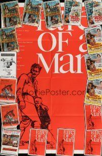 9t075 LOT OF 28 FOLDED ONE-SHEETS '50s-60s five examples of Fate of a Man w/Bob Peak art!