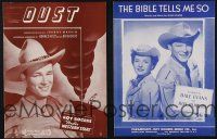 9t025 LOT OF 2 PIECES OF SHEET MUSIC OF ROY ROGERS SONGS '30s-40s Dust, The Bible Tells Me So!