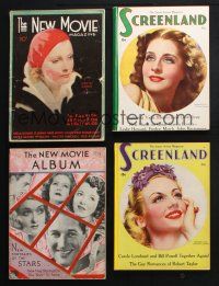 9t008 LOT OF 4 NEW MOVIE AND SCREENLAND MAGAZINES '20s-30s cover art of Garbo, Shearer & more!