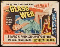 9w095 GLASS WEB style B 1/2sh '53 Edward G. Robinson, John Forsythe, art of sexy nearly naked girl!