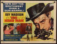 9w107 HARD MAN 1/2sh '57 art of Guy Madison with revolver, Valerie French!