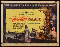9w108 HAUNTED PALACE 1/2sh '63 Vincent Price, Lon Chaney, Edgar Allan Poe, cool horror art!