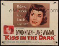 9w136 KISS IN THE DARK 1/2sh '49 close up headshot of Jane Wyman + kissing David Niven!