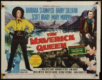 9w159 MAVERICK QUEEN style A 1/2sh '56 full-length image of Barbara Stanwyck, Zane Grey's novel!