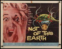 9w180 NOT OF THIS EARTH 1/2sh '57 classic close up art of screaming girl & alien monster!