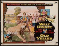 9w181 OLD YELLER 1/2sh '57 Dorothy McGuire, Fess Parker, art of Walt Disney's most classic canine!