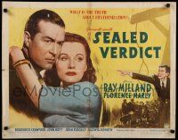 9w215 SEALED VERDICT style A 1/2sh '48 Ray Milland, sexy redhead Florence Marly ought to hang!