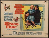 9w230 STORM FEAR 1/2sh '56 Cornel Wilde & Dan Duryea want Jean Wallace to scream her head off!