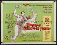 9w238 SWORD OF SHERWOOD FOREST 1/2sh '60 art of Richard Greene as Robin Hood swordfighting!