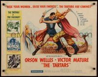 9w240 TARTARS 1/2sh '61 great artwork of armored Victor Mature battling Orson Welles!