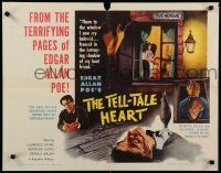 9w245 TELL-TALE HEART 1/2sh '61 from the terrifying pages of Edgar Allan Poe!