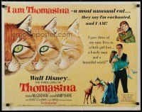 9w258 THREE LIVES OF THOMASINA 1/2sh '64 Walt Disney, great art of winking & smiling cat!