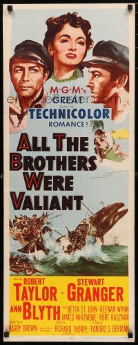 9w294 ALL THE BROTHERS WERE VALIANT insert '53 Robert Taylor, Stewart Granger, cool whaling art!