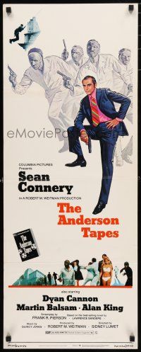 9w301 ANDERSON TAPES insert '71 art of Sean Connery & gang of masked robbers, Sidney Lumet