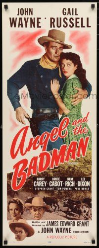 9w303 ANGEL & THE BADMAN insert R59 great artwork of cowboy John Wayne & sexy Gail Russell!