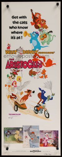 9w309 ARISTOCATS signed insert '71 by ?, Disney feline jazz musical cartoon, great colorful image!