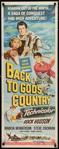 9w312 BACK TO GOD'S COUNTRY insert '53 Rock Hudson, from the novel by James Oliver Curwood!