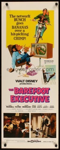 9w315 BAREFOOT EXECUTIVE insert '71 Disney, art of Kurt Russell & wacky chimp gone bananas!