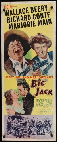 9w330 BIG JACK insert '49 art of Wallace Beery & Marjorie Main with two guns each + Richard Conte!