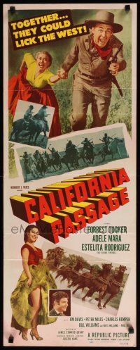 9w353 CALIFORNIA PASSAGE insert '50 artwork of cowboy Forrest Tucker & Adele Mara!