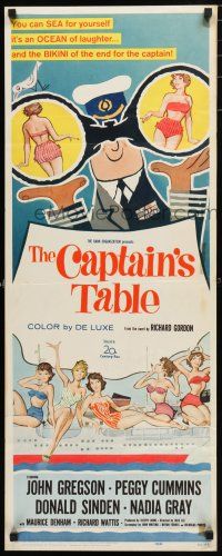 9w356 CAPTAIN'S TABLE insert '60 art of John Gregson & sexy Peggy Cummins on ocean cruise!