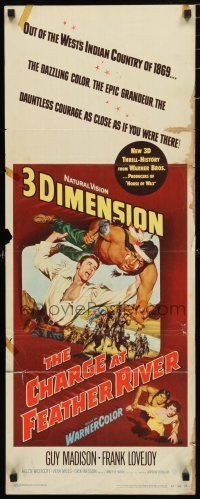9w361 CHARGE AT FEATHER RIVER insert '53 great 3-D art of Guy Madison throwing Native American!