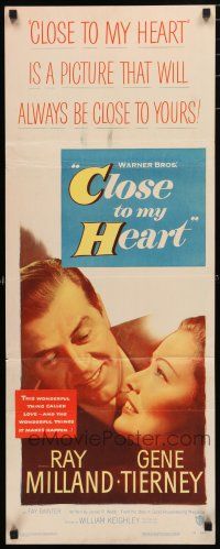 9w367 CLOSE TO MY HEART insert '51 Gene Tierney & Ray Milland adopt a child!