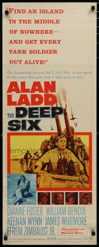9w386 DEEP SIX insert '58 cool art of World War II soldiers Alan Ladd & William Bendix!