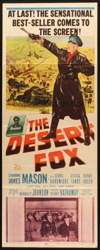9w387 DESERT FOX insert '51 artwork of James Mason as Field Marshal Erwin Rommel at war!