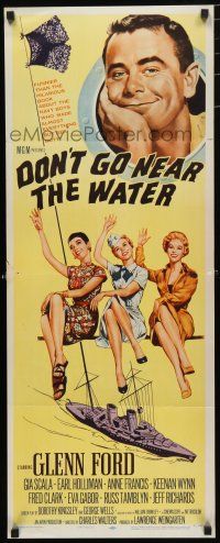 9w390 DON'T GO NEAR THE WATER insert '57 Glenn Ford, different art of 3 sexy girls!