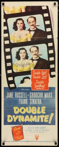 9w392 DOUBLE DYNAMITE insert '51 great artwork of Groucho Marx & sexy Jane Russell on film strip!