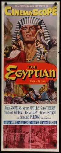 9w396 EGYPTIAN insert '54 Michael Curtiz, art of Jean Simmons, Victor Mature & Gene Tierney!