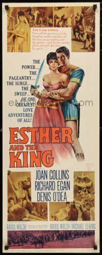 9w401 ESTHER & THE KING insert '60 Mario Bava, art of sexy Joan Collins & Richard Egan embracing!