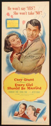 9w402 EVERY GIRL SHOULD BE MARRIED insert '48 bachelor baby doctor Cary Grant won't say yes!