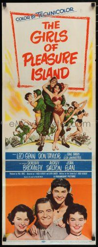 9w422 GIRLS OF PLEASURE ISLAND insert '53 Leo Genn, Don Taylor, art of soldiers w/sexy girls!
