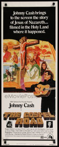 9w427 GOSPEL ROAD insert '73 artwork of Biblical Johnny Cash with guitar & scenes of Jesus!