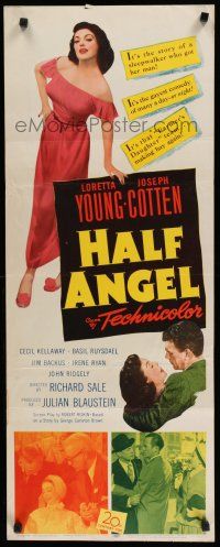 9w443 HALF ANGEL insert '51 Loretta Young, Joseph Cotten, confessions of a lady sleepwalker!