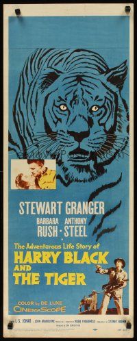9w449 HARRY BLACK & THE TIGER insert '58 cool art of tiger, Stewart Granger, Barbara Rush!