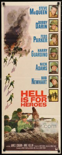 9w456 HELL IS FOR HEROES insert '62 Steve McQueen, Bob Newhart, Fess Parker, Bobby Darin