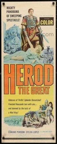 9w461 HEROD THE GREAT insert '60 Edmund Purdom, Sylvia Lopez, French/Italian epic!