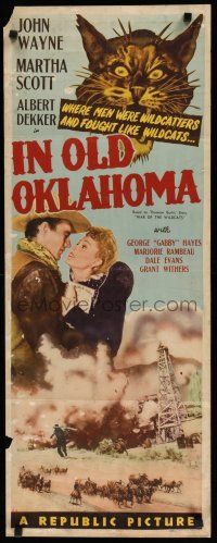 9w485 IN OLD OKLAHOMA insert '43 John Wayne, Martha Scott, where men fought like wildcats!