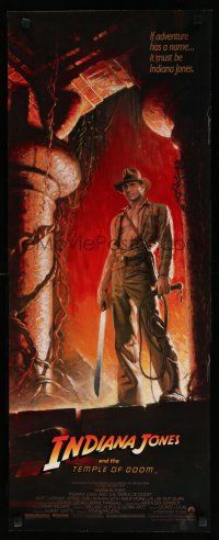 9w487 INDIANA JONES & THE TEMPLE OF DOOM insert '84 art of Harrison Ford by Bruce Wolfe!