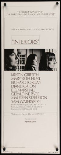9w489 INTERIORS style B insert '78 Keaton, Mary Beth Hurt, E.G. Marshall, directed by Woody Allen!