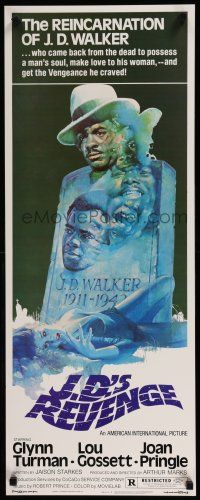 9w498 J.D.'S REVENGE insert '76 Louis Gossett Jr., cool reincarnation tombstone artwork!