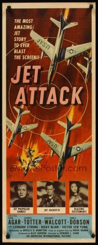 9w500 JET ATTACK insert '58 cool artwork of Korean War military fighter jets in formation!